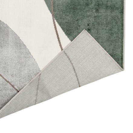 Tapete Abstrato Retangular Organic Sedoso Polipropileno Cinza e Verde - Imagem 2
