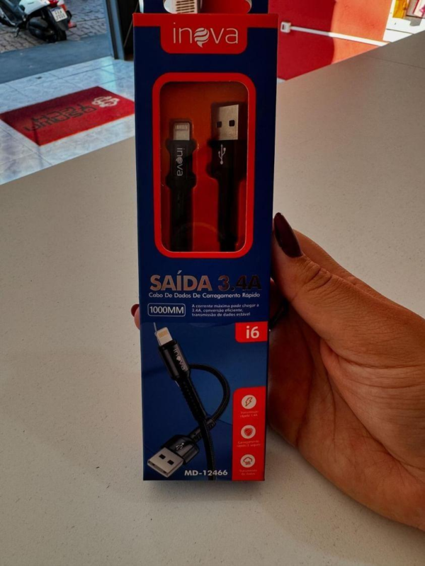 Cabo INOVA - USB Iphone- 3.4A - 2 Metros