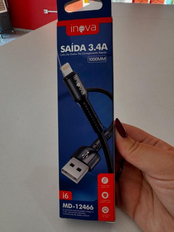 Cabo INOVA - USB Iphone- 3.4A - 2 Metros - Imagem 2