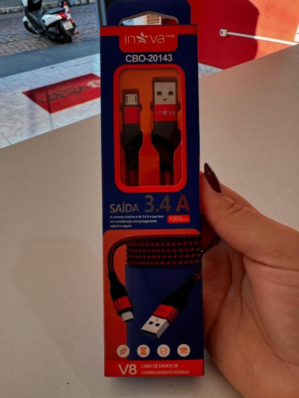 INOVA Carregamento Rápido Cabo Turbo, 3.4A, Micro-USB, V8