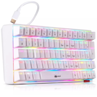 Teclado Mecânico Gamer Branco 60% Switch Blue com Led RGB
