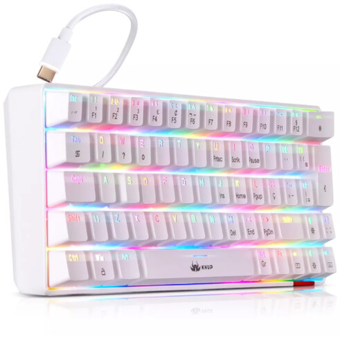 Teclado Mecânico Gamer Branco 60% Switch Blue com Led RGB