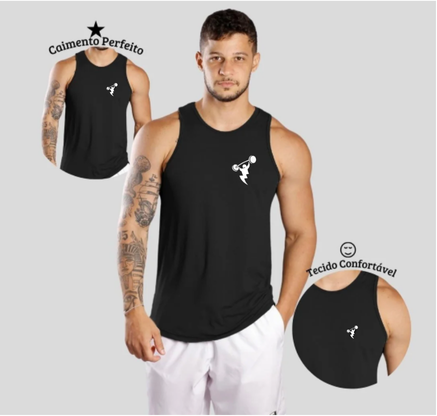 Camiseta Regata Masculina Treino Dry Lisa Básica Academia - Preto - Imagem 4