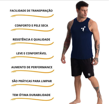 Camiseta Regata Masculina Treino Dry Lisa Básica Academia - Marinho - Imagem 6