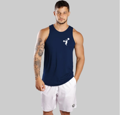 Camiseta Regata Masculina Treino Dry Lisa Básica Academia - Marinho