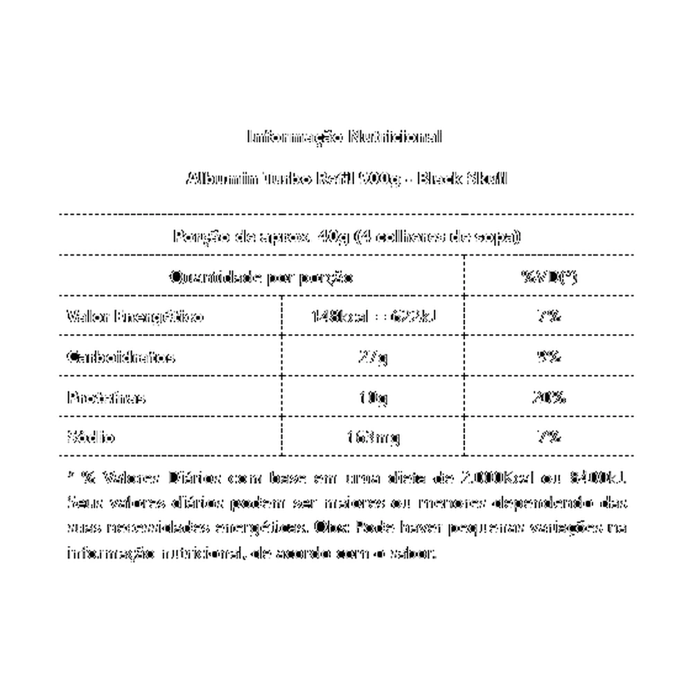 Albumin Turbo — Black Skull — Informações nutricionais