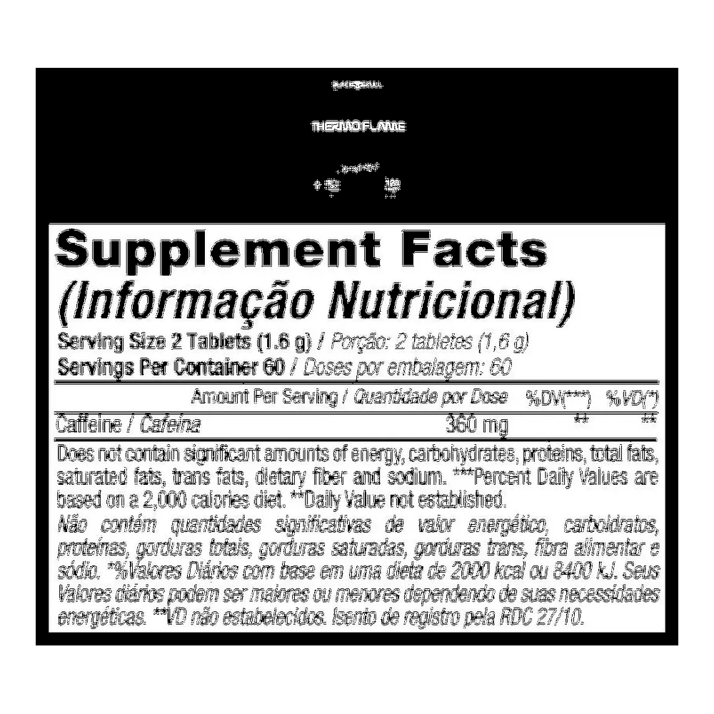 Thermo Flame — Black Skull — Informações nutricionais