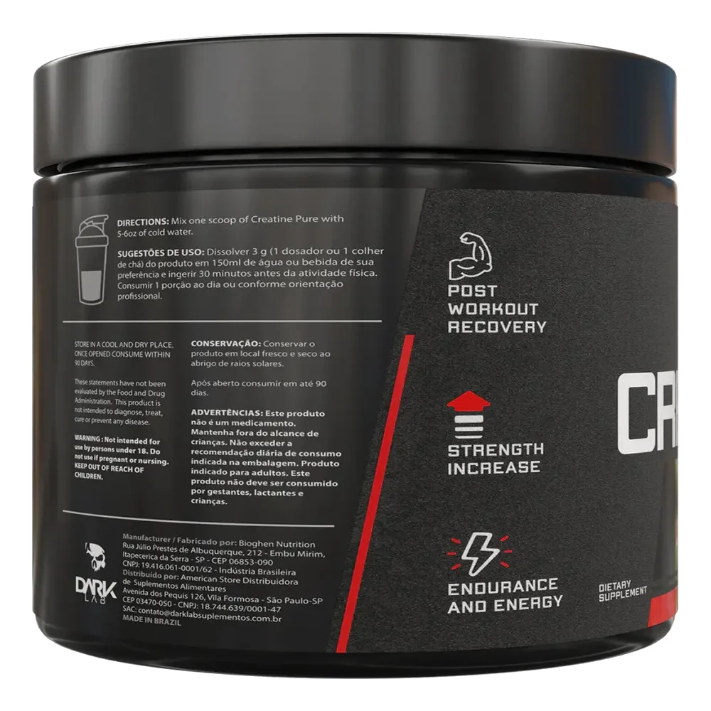 Creatina — DarkLab — Verso do produto