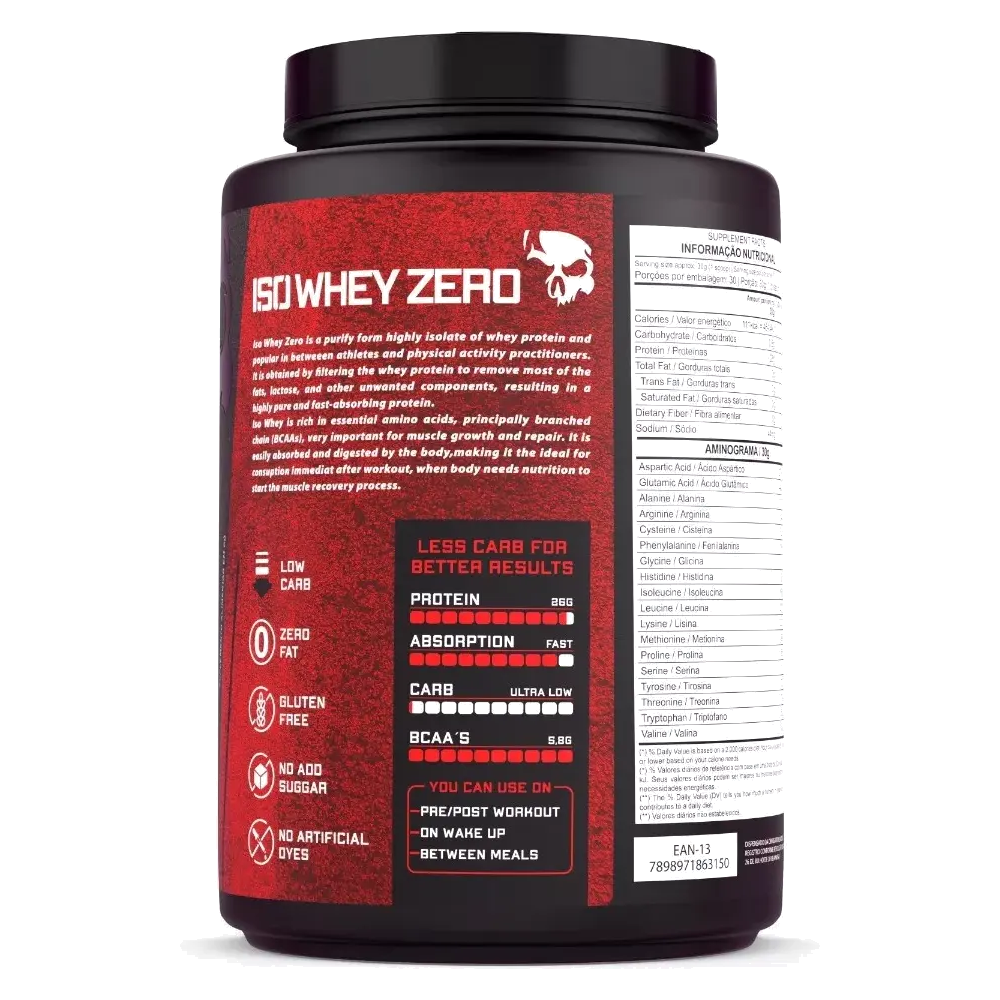 Iso Whey Zero 900g — DarkLab — Verso do produto
