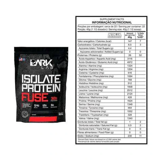 Isolate Protein Fuse 1,8kg — DarkLab — Informações nutricionais