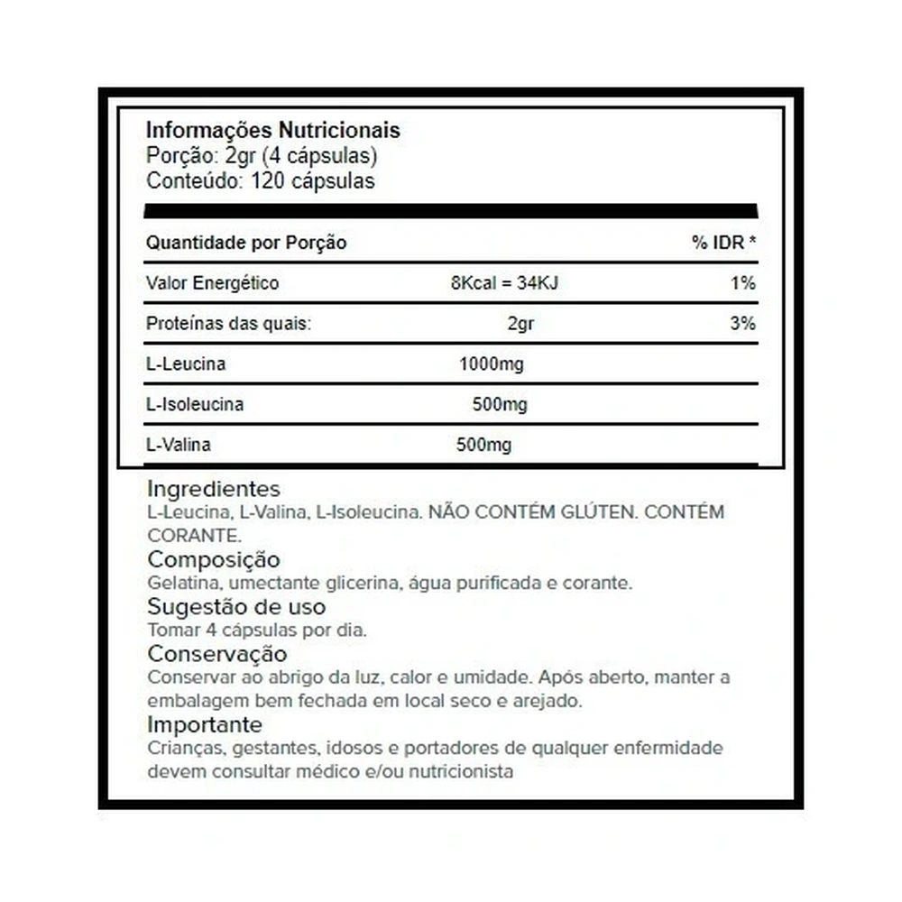 BCAA 2:1:1 — Growth Supplements — Tabela nutricional
