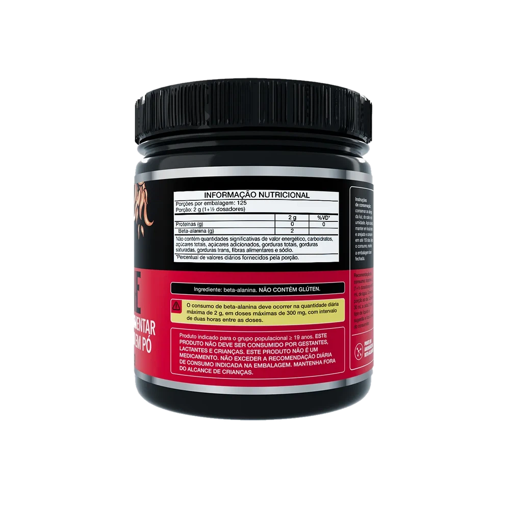Beta Alanina 250g — Growth Supplements — Verso do produto