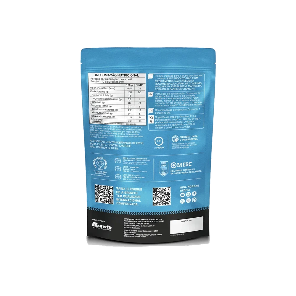Hiper Mass — Growth Supplements — Verso do produto