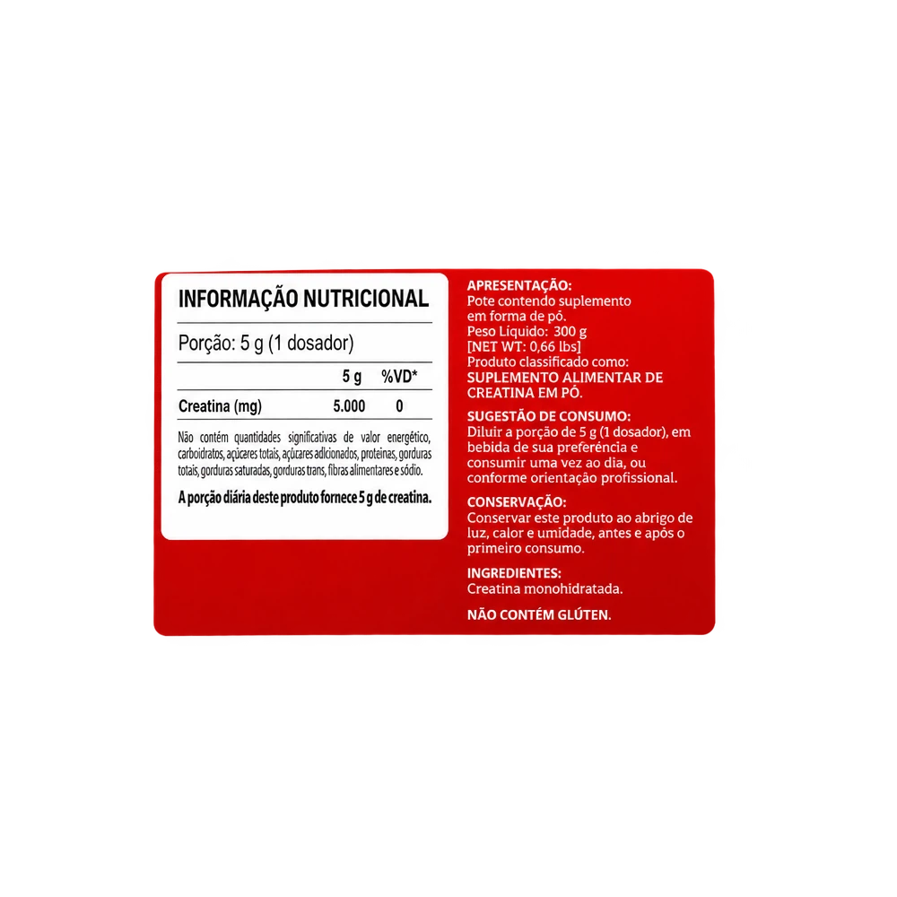 Creatina Hardcore — Integralmédica — Informações nutricionais