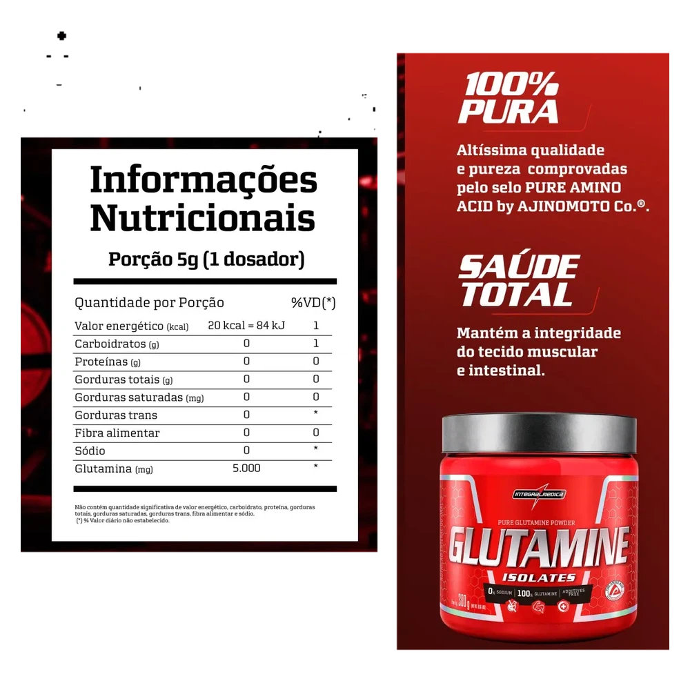 Glutamina — Integralmédica — Informações nutricionais