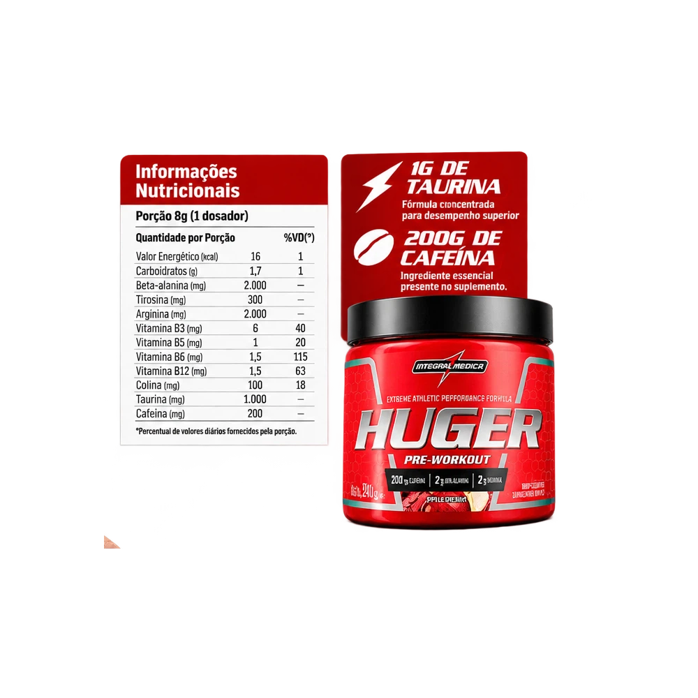 Huger Pré-Workout 320g — Integralmédica — Informações nutricionais