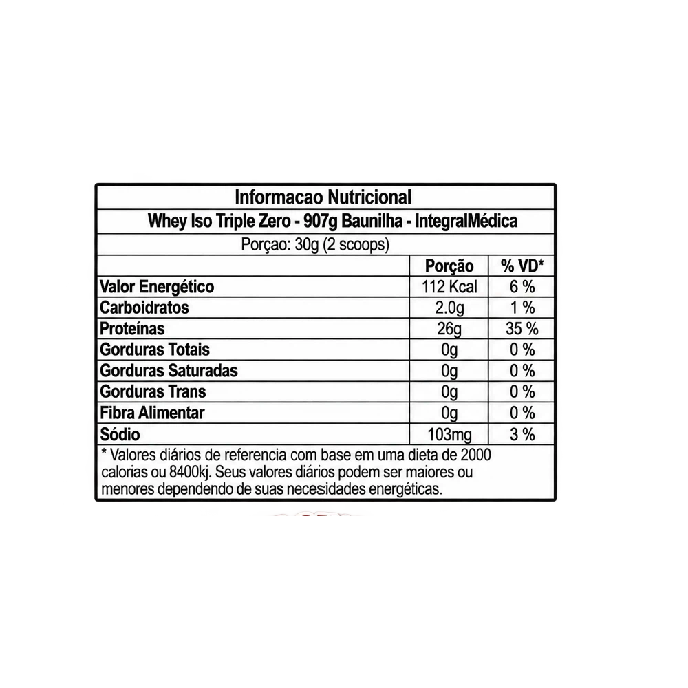 ISO Triple Zero — Integralmédica — Informações nutricionais