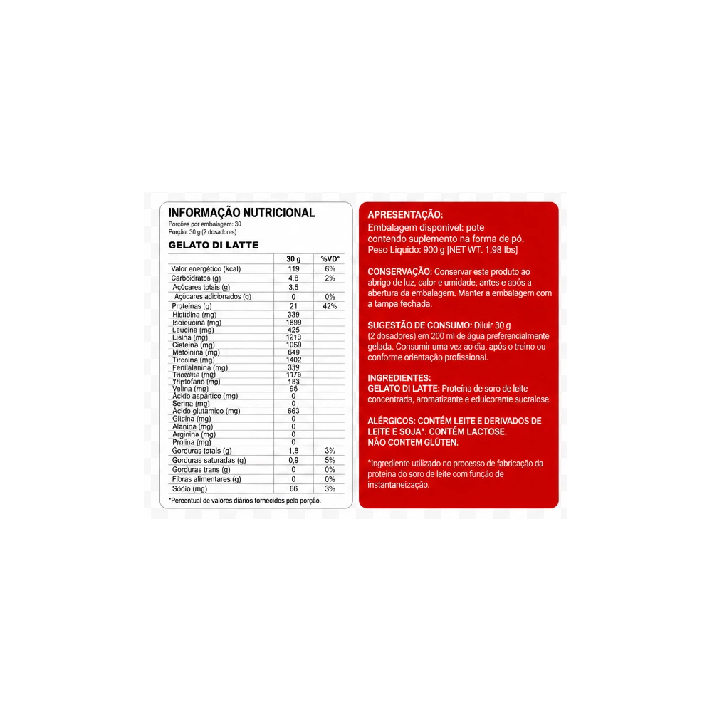 Whey 100 — Integralmédica — Informações nutricionais