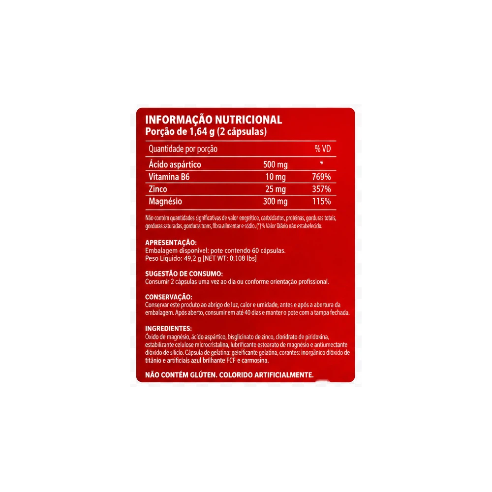 ZMA — Integralmédica — Informações nutricionais