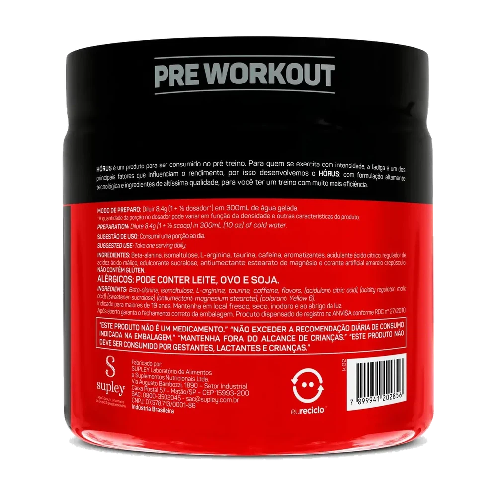 Hórus Pré-Treino — Max Titanium — Verso do produto