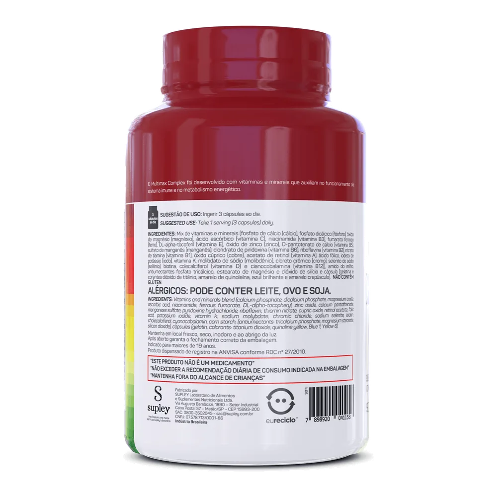 Multimax Complex 90 cápsulas — Max Titanium — Verso do produto