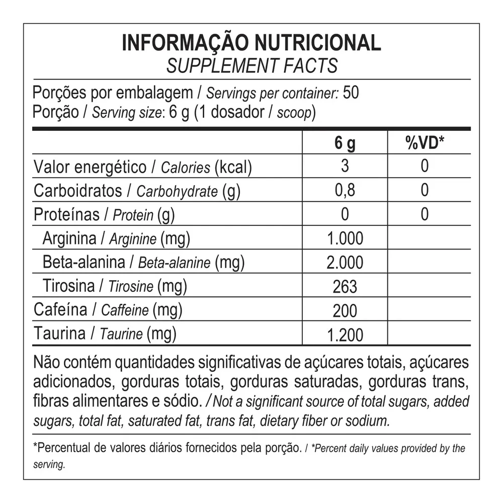 Pré-Workout Égide 300g Frutas Vermelhas — Max Titanium — Informações nutricionais
