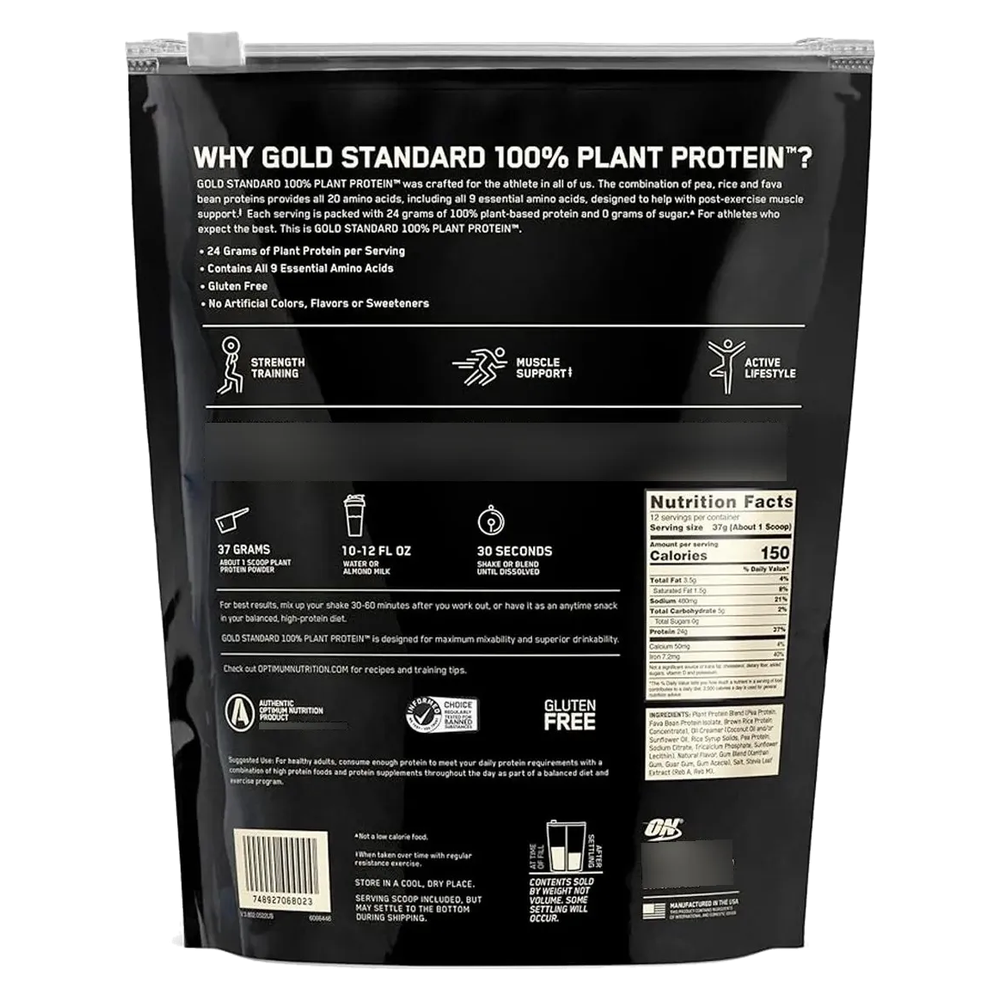 Gold Standard Plant Protein — Optimum Nutrition — Verso do produto