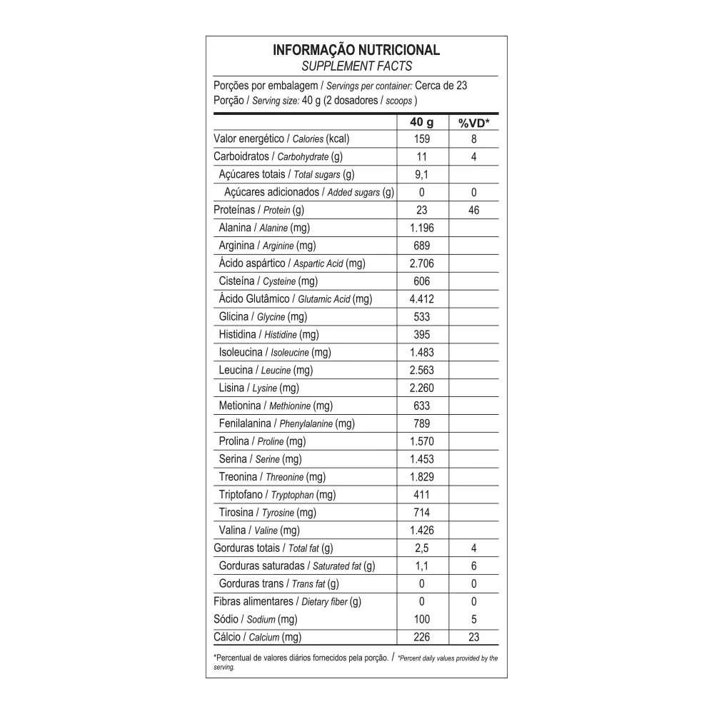 Hiper 100 Whey — Probiótica — Informações nutricionais
