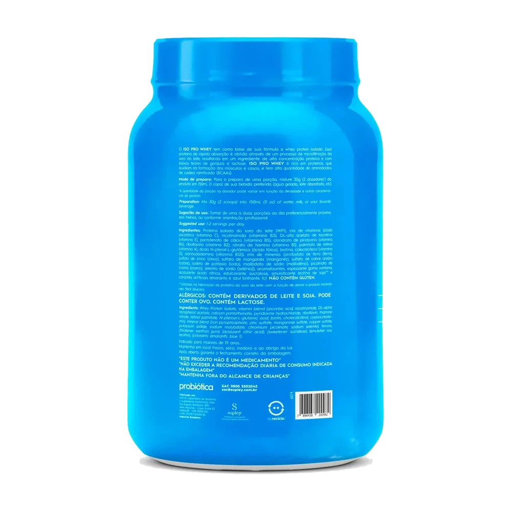 ISO Pro Whey — Probiótica — Verso do produto