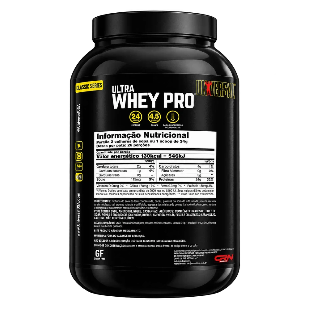 Ultra Whey Pro — Universal Nutrition — Verso do produto