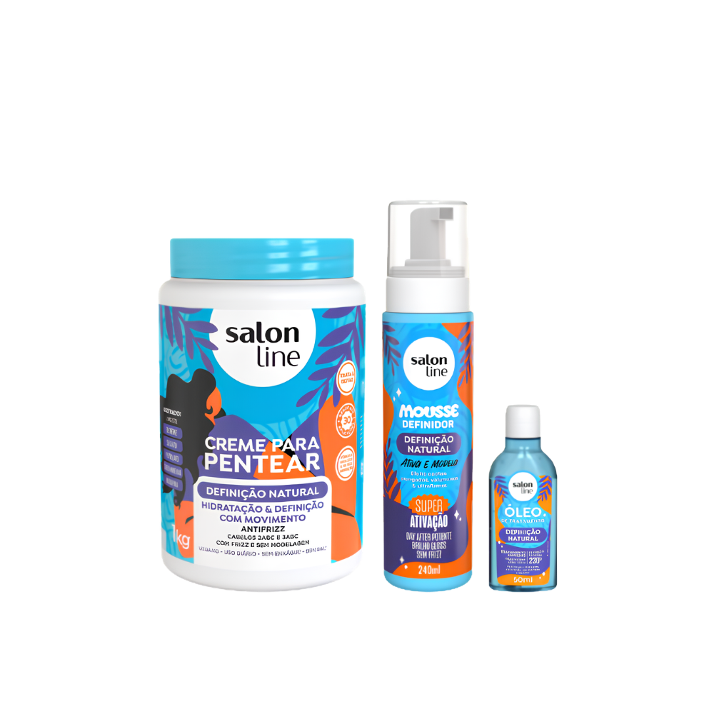 Kit Creme para Pentear, Mousse e Óleo de Tratamento Definição Natural – Salon Line