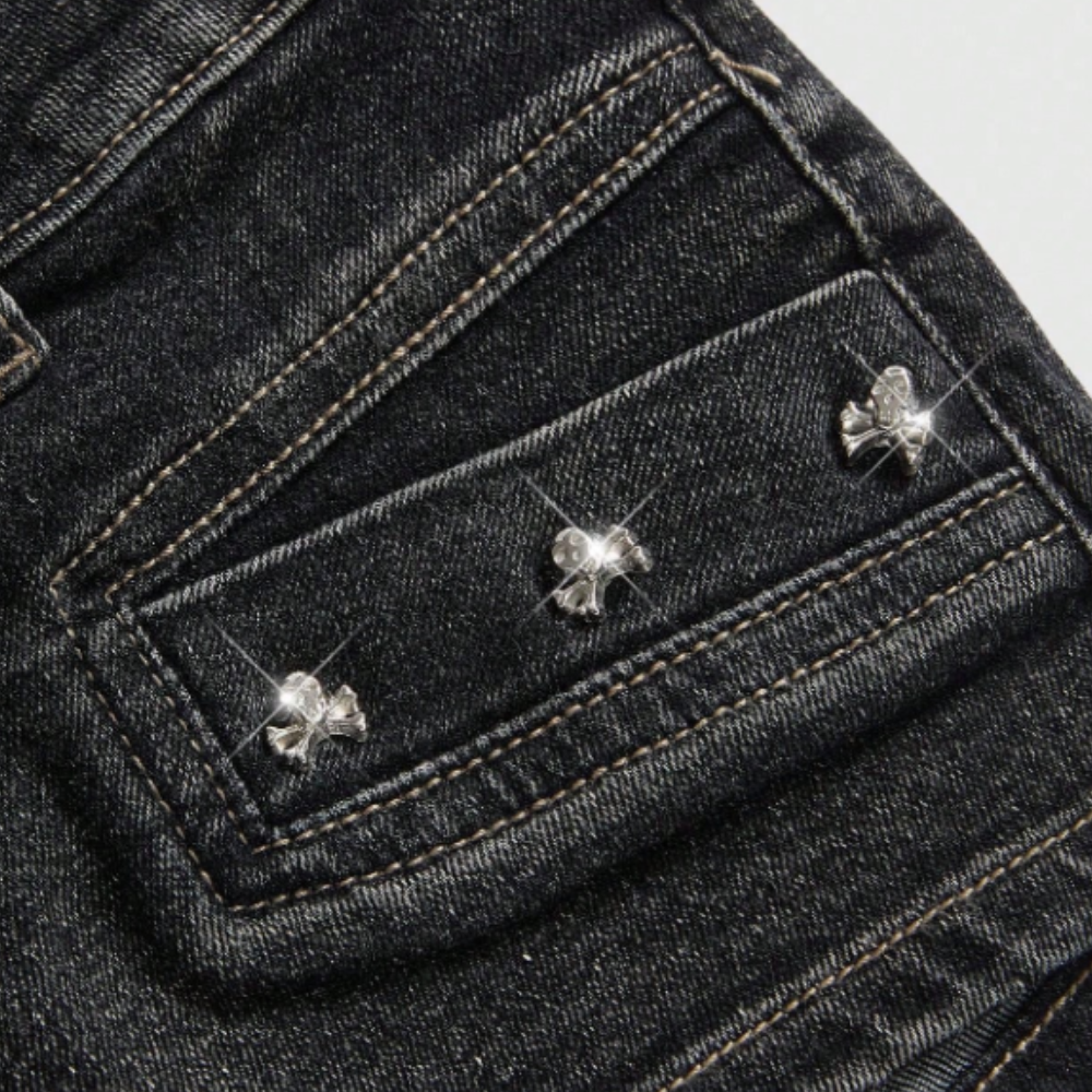 Micro Shorts Jeans Preto Estonado - Imagem 3
