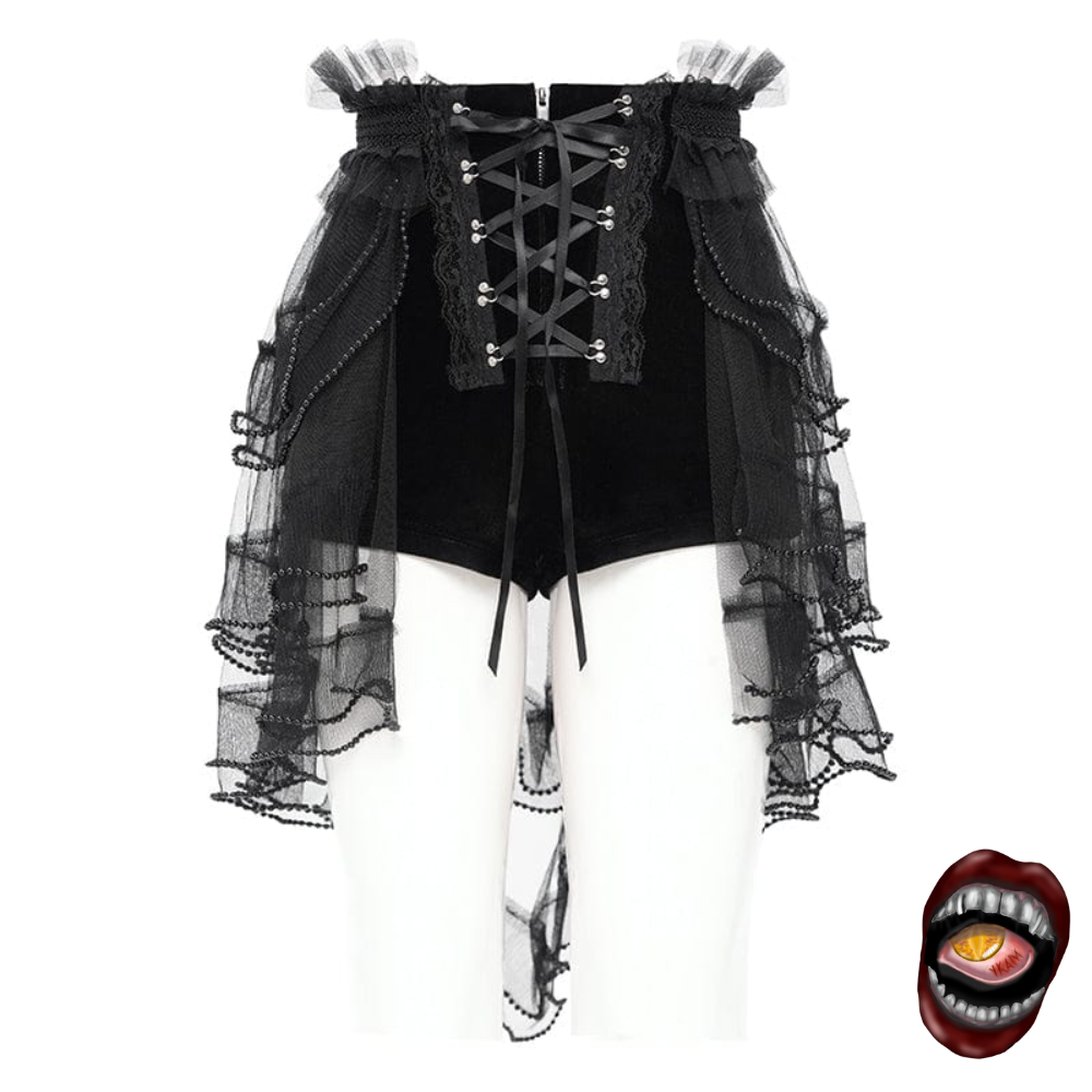 Short Preto com Corset e Tule