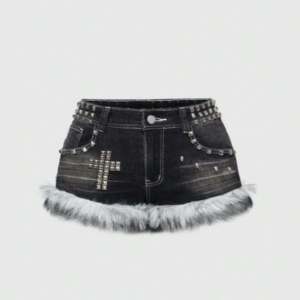 Shorts Jeans Preto com Spikes