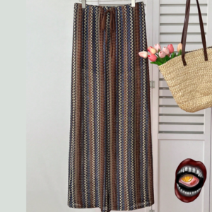 Calça  Pantalona em Tricô Estampado