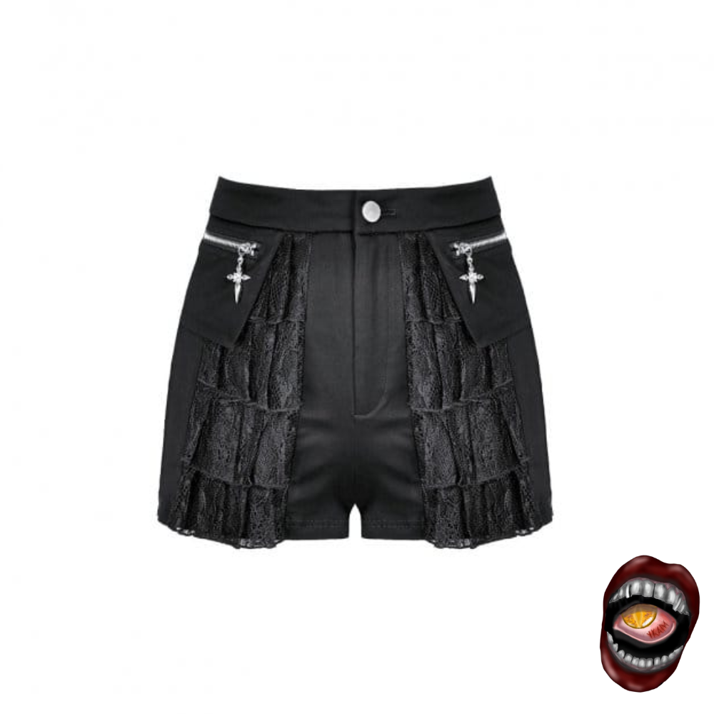 Shorts Preto Renda e Cruz