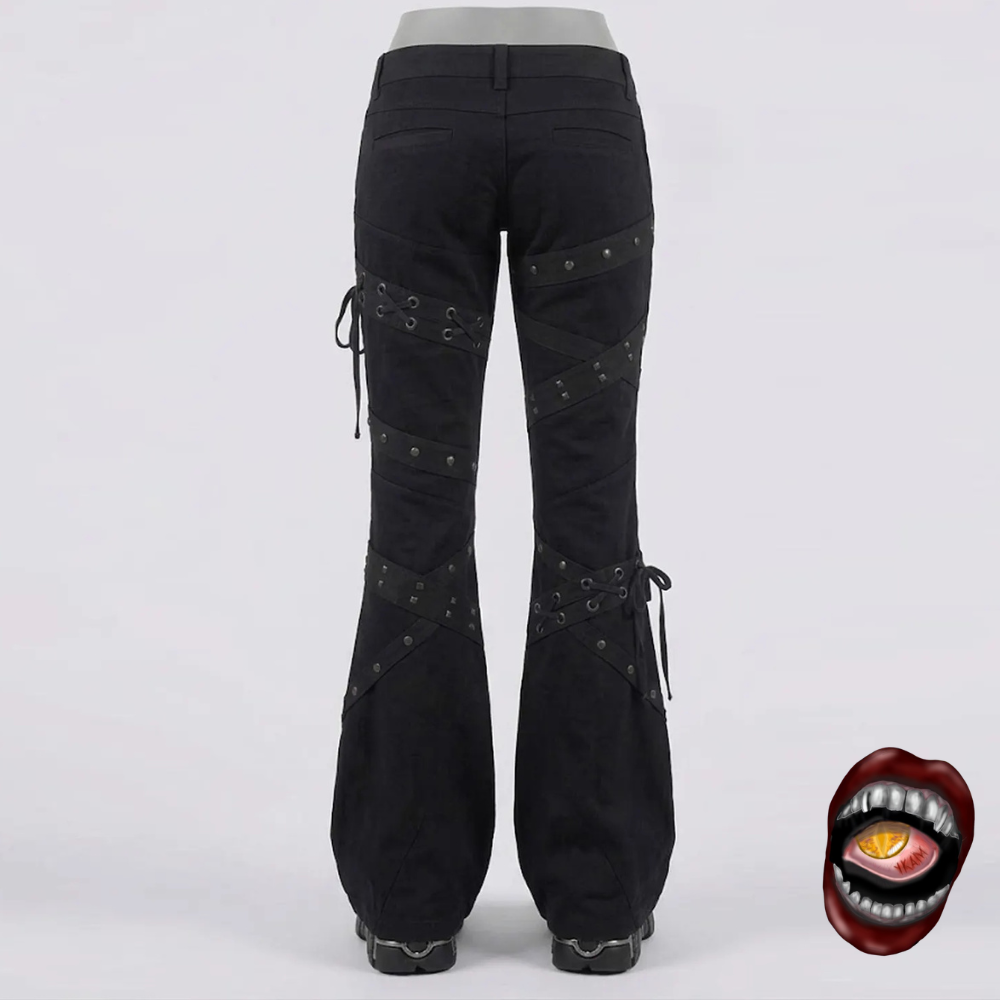 Calça Flare com Amarração em Ilhós e Tiras Cruzadas - Imagem 3