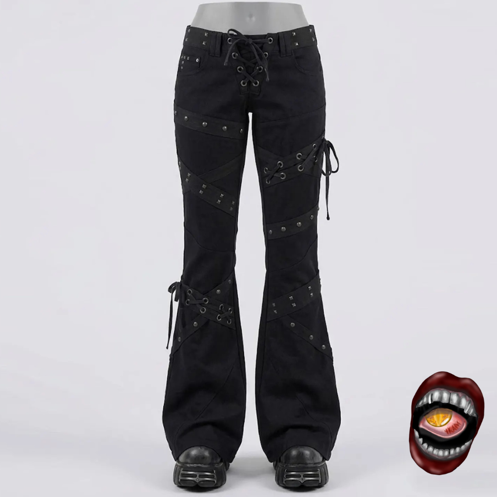 Calça Flare com Amarração em Ilhós e Tiras Cruzadas - Imagem 2