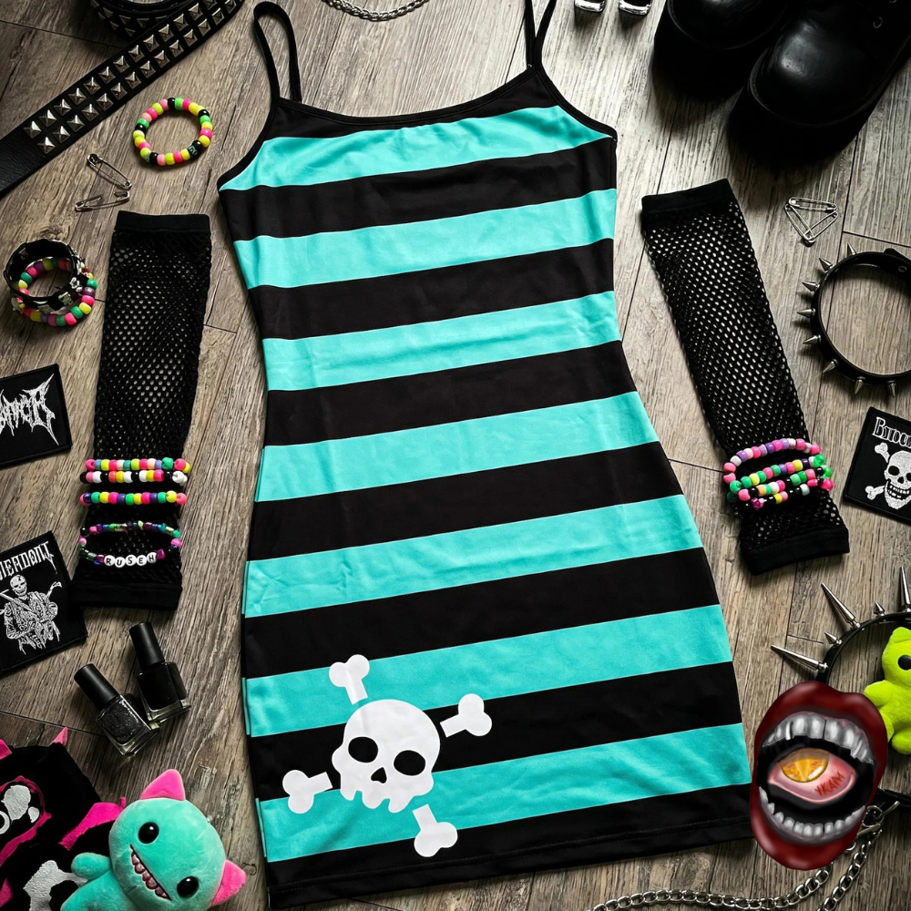 Vestido Listrado Punk Skull - Imagem 2