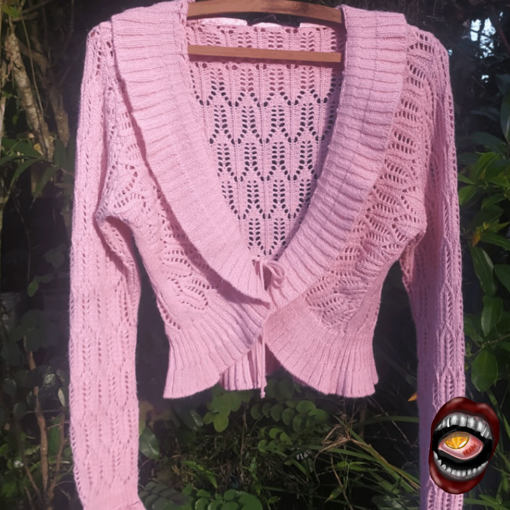 Cardigan de Tricô Rosa