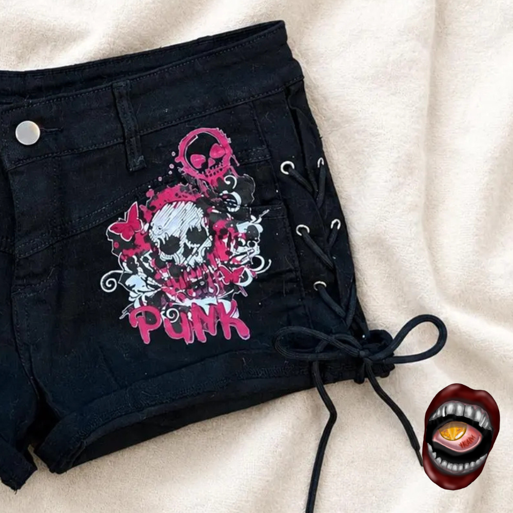 Shorts com Estampa de Caveira e Amarração Lateral - Imagem 3