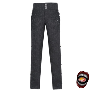 Calça com Botões Ornamentados e Apliques de Renda