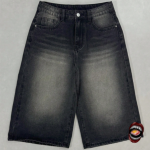 Bermuda Jeans Wide Leg Preta