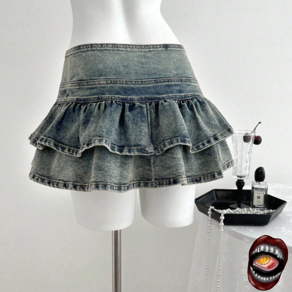 Minisaia Jeans em Camadas - Imagem 3