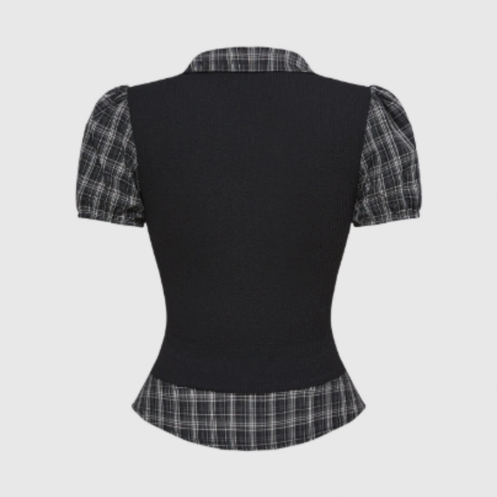 Blusa Xadrez com Colete - Imagem 2