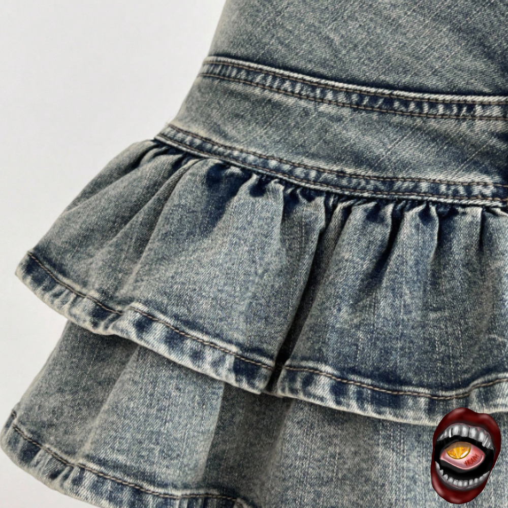 Minisaia Jeans em Camadas - Imagem 2