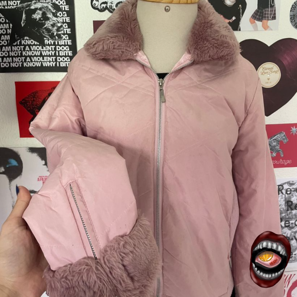 Jaqueta Rosa com Gola de Pelúcia - Imagem 2