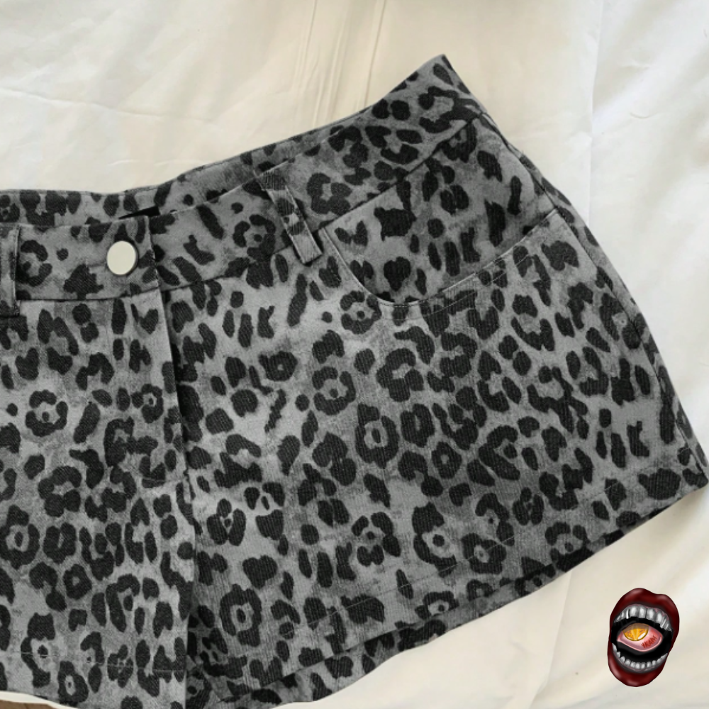 Short Jeans Animal Print Cinza - Imagem 4