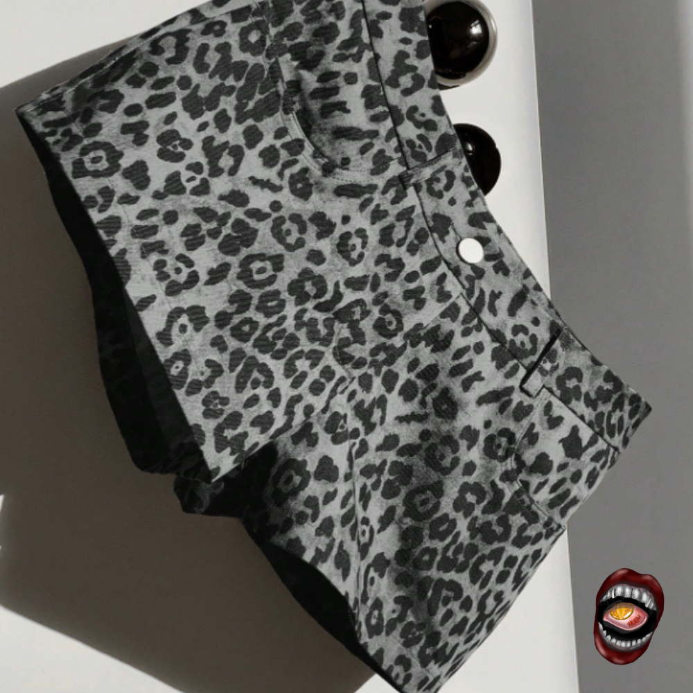 Short Jeans Animal Print Cinza - Imagem 3