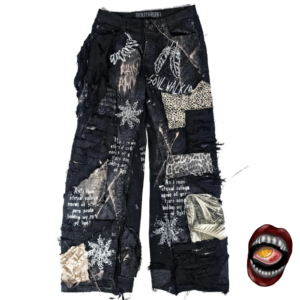 Calça Jeans Wide Leg Customizada Punk